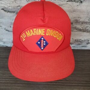 1st Marine Division Red Military Baseball Hat Cap With Patch -‎  Made In USA